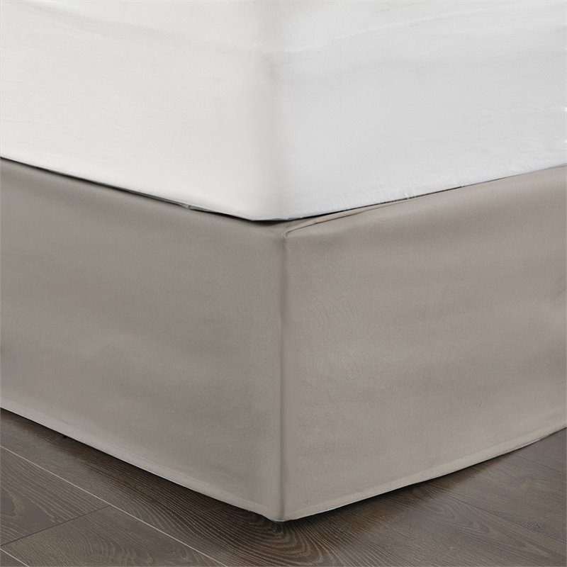 Madison Park Polyester Microfiber Wrap Around Adjustable Bedskirt in Brown