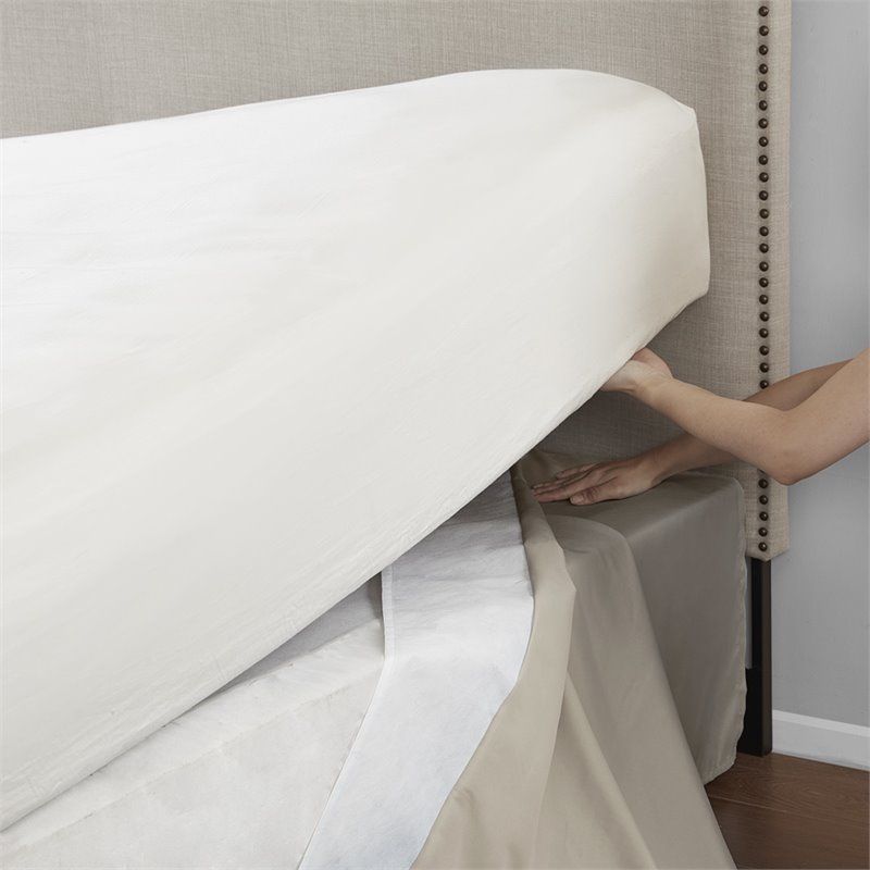 Madison Park Polyester Microfiber Wrap Around Adjustable Bedskirt in Brown