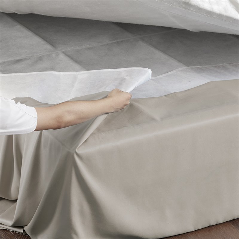 Madison Park Polyester Microfiber Wrap Around Adjustable Bedskirt in Brown