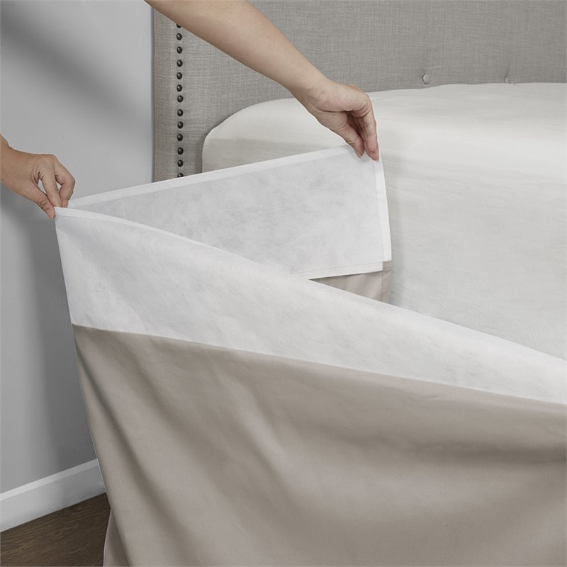 Madison Park Polyester Microfiber Wrap Around Adjustable Bedskirt in Brown