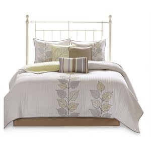 madison park 6-piece polyester microfiber coverlet set with embroidery - white