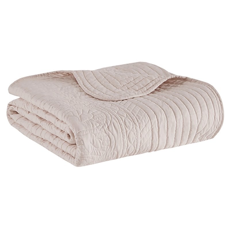 Madison Park 100 Percent Polyester Microfiber Solid Brushed Quilted Throw - Pink