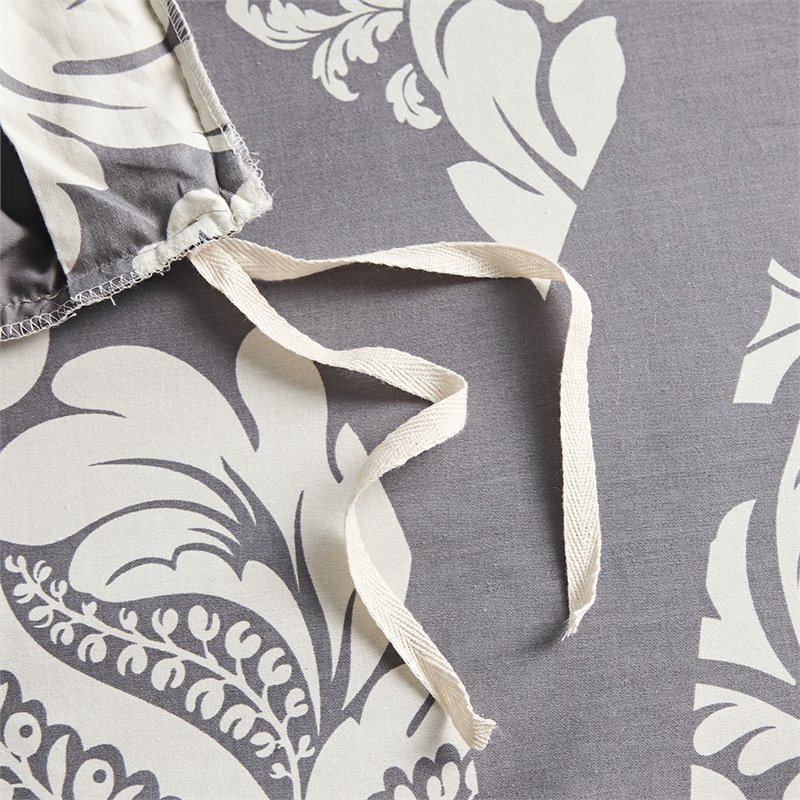 Madison Park Vienna 6-Piece Cotton Printed King/Cal King Duvet Set in Gray