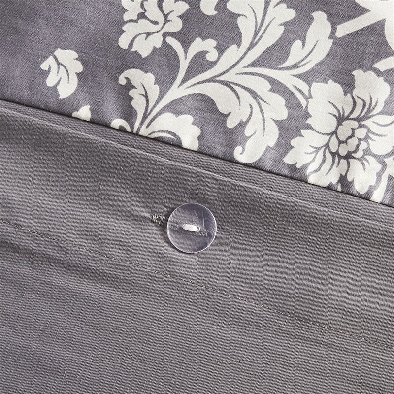 Madison Park Vienna 6-Piece Cotton Printed King/Cal King Duvet Set in Gray