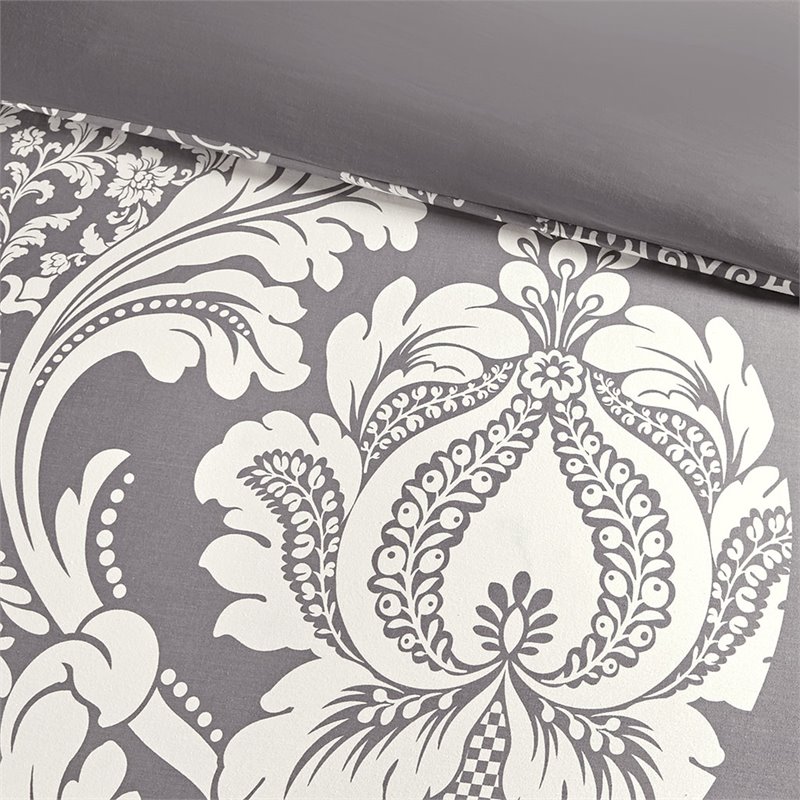 Madison Park Vienna 6-Piece Cotton Printed King/Cal King Duvet Set in Gray