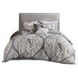 Madison Park Vienna 6-Piece Cotton Printed King/Cal King Duvet Set in Gray
