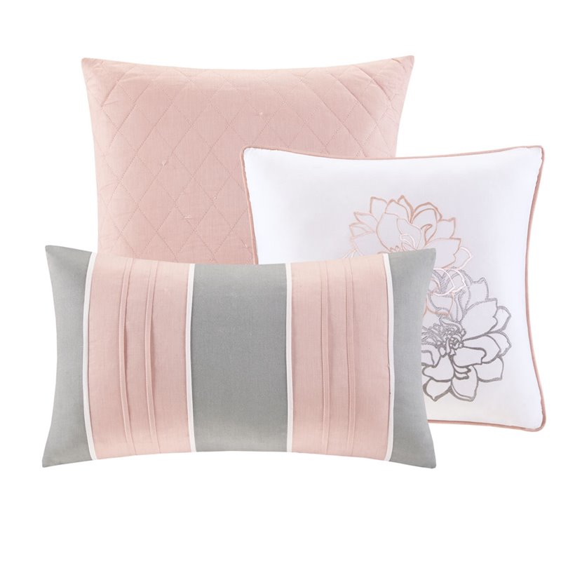 Madison Park Lola 6-Piece 100 Percent Cotton Sateen Printed Coverlet Set in Gray