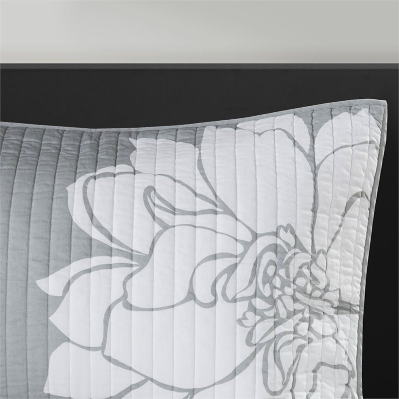 Madison Park Lola 6-Piece 100 Percent Cotton Sateen Printed Coverlet Set in Gray