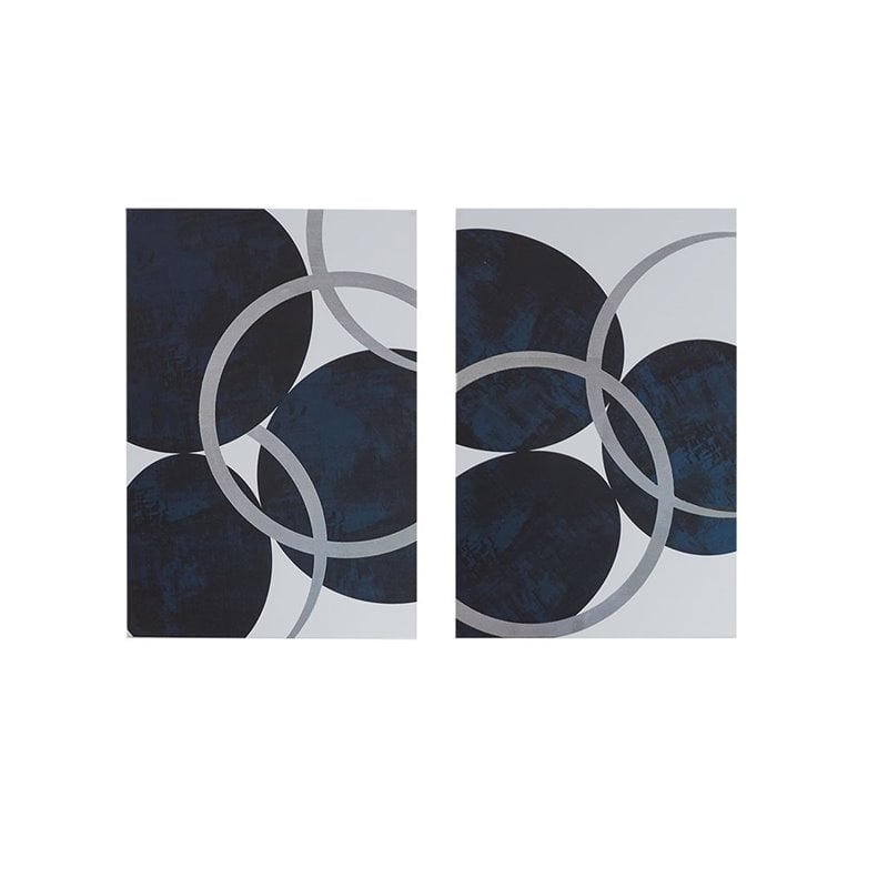 INK+IVY Celestial 2-Piece MDF and Gel Coat Horizontal Foil Canvas in Navy