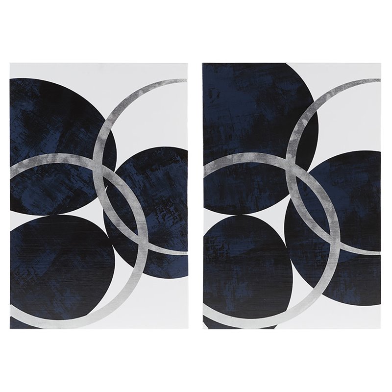 INK+IVY Celestial 2-Piece MDF and Gel Coat Horizontal Foil Canvas in Navy