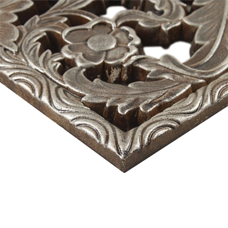 Madison Park MDF Botanical Panel Carved Wall Panel in Bronze (Set of 2)