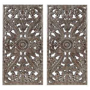 Madison Park MDF Botanical Panel Carved Wall Panel in Bronze (Set of 2)
