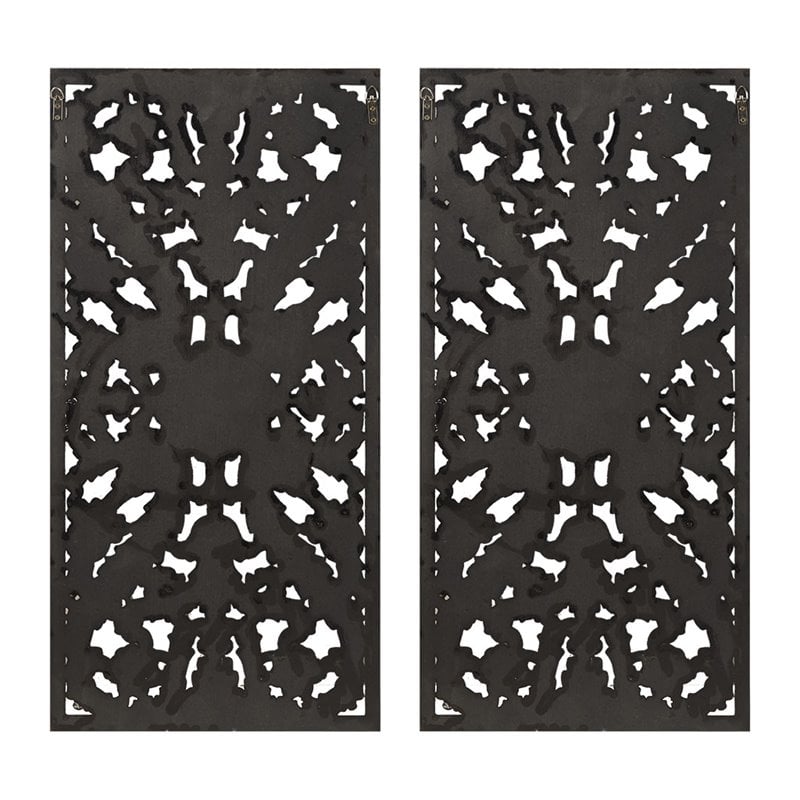 Madison Park MDF Botanical Panel Carved Wall Panel in Blue (Set of 2)