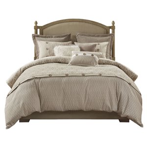 Madison Park Signature Grace 8-Piece Geometric Jacquard Comforter Set in Beige