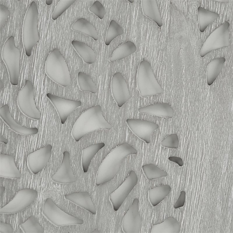 Madison Park Laurel Branches Carved Wood Panel Wall Decor in Gray