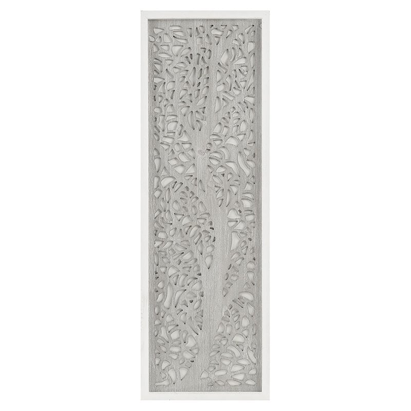 Madison Park Laurel Branches Carved Wood Panel Wall Decor in Gray