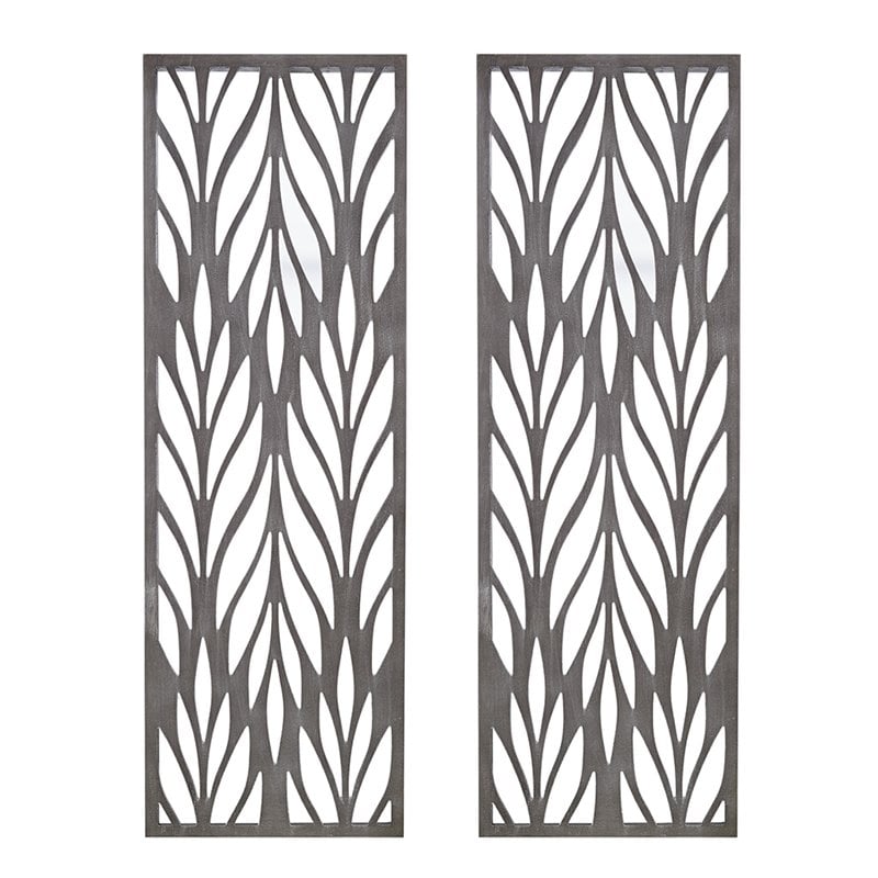 Madison Park Florian 2-Piece Modern Wood Wall Decor in Gray Finish