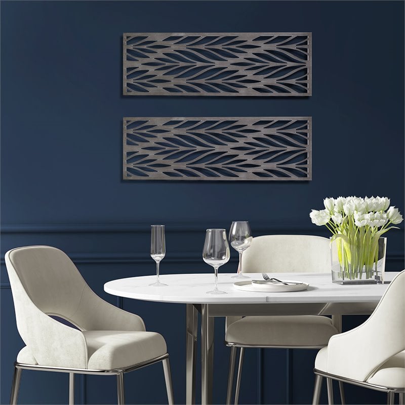 Madison Park Florian 2-Piece Modern Wood Wall Decor in Gray Finish
