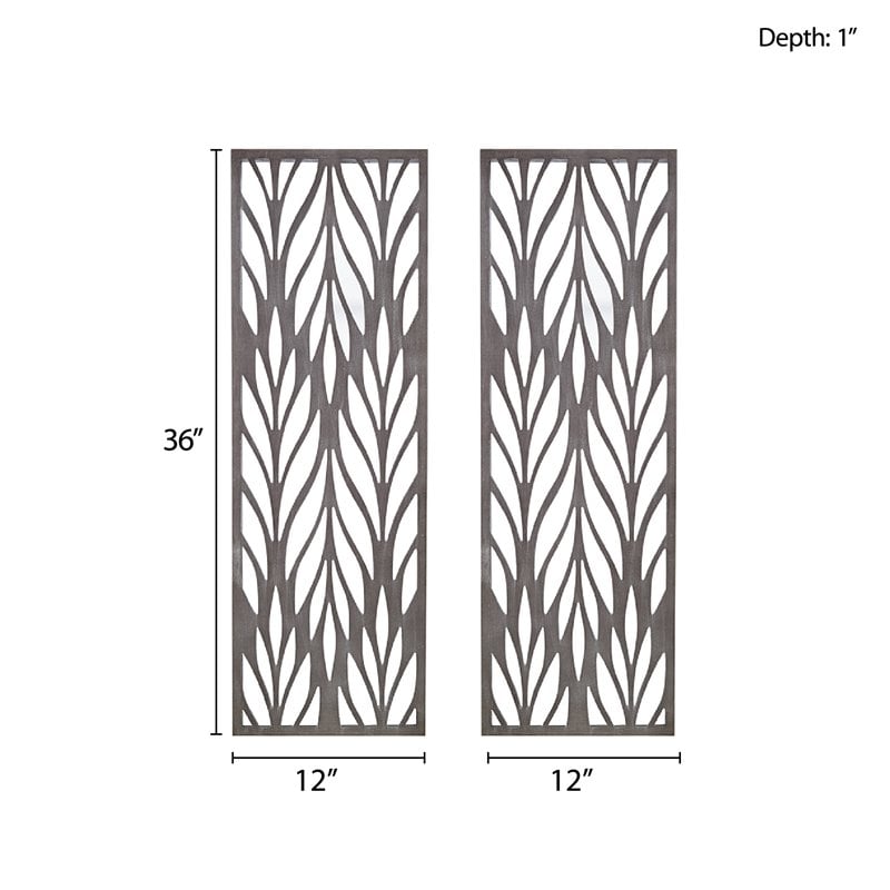 Madison Park Florian 2-Piece Modern Wood Wall Decor in Gray Finish