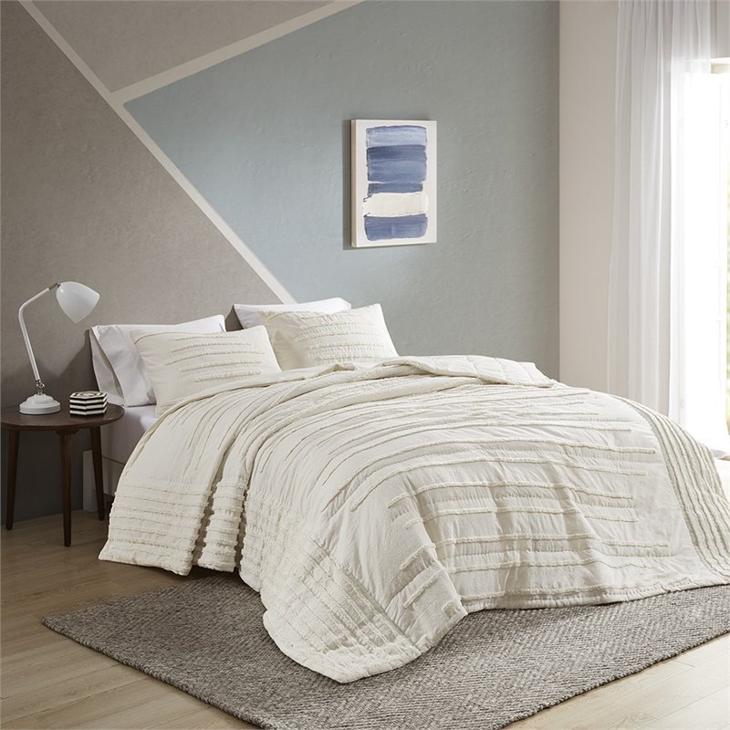 Urban Habitat Modern 3-Piece 100 Percent Cotton Coverlet Set in Ivory