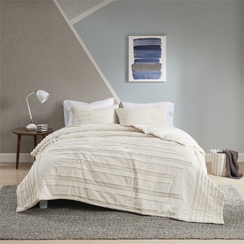 Urban Habitat Modern 3-Piece 100 Percent Cotton Coverlet Set in Ivory