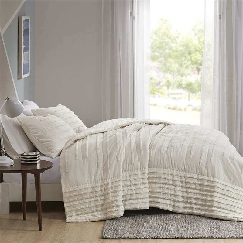 Urban Habitat Modern 3-Piece 100 Percent Cotton Coverlet Set in Ivory