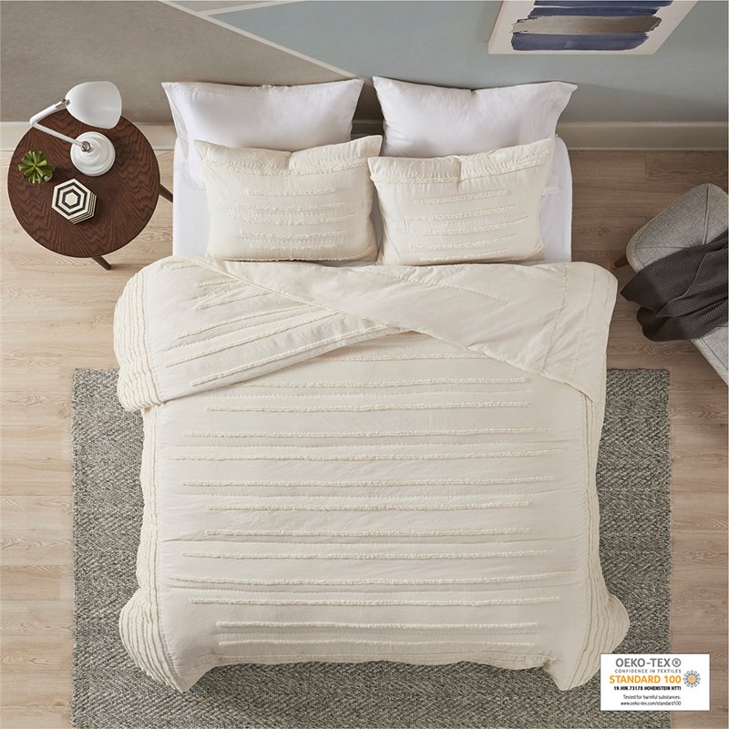 Urban Habitat Modern 3-Piece 100 Percent Cotton Coverlet Set in Ivory