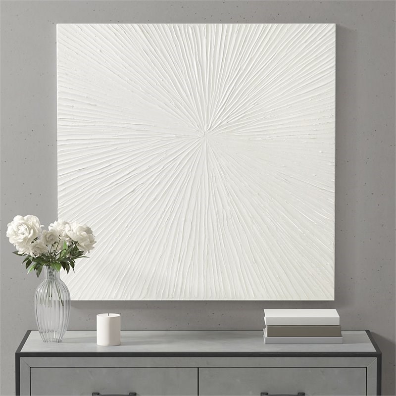 Madison Park Signature Contemporary MDF and Resin Sunburst Wall Decor in White