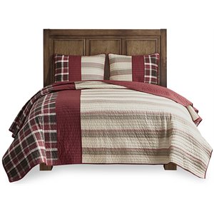woolrich valley 100 percent cotton percale solid and print quilt mini set in red