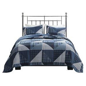 woolrich olsen 100 percent cotton percale printed coverlet mini set in blue