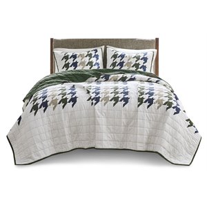woolrich hudson 100 percent cotton percale printed coverlet mini set in green