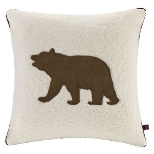 Woolrich 100 Percent Polyester Bear Square Berber Pillow in White