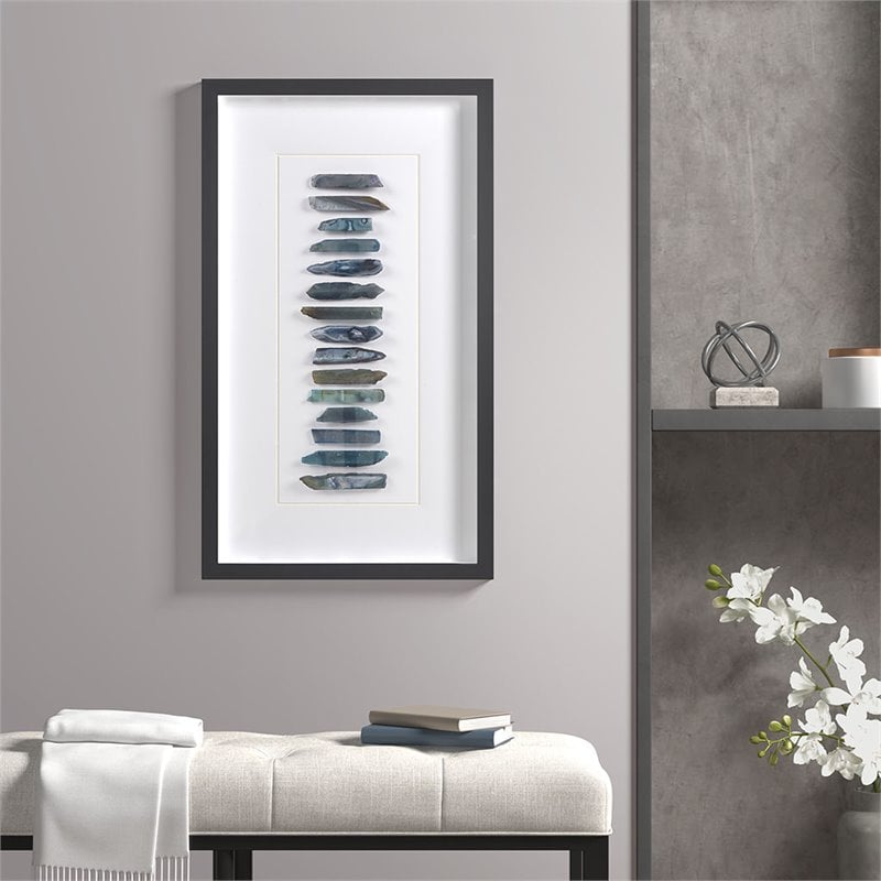 Martha Stewart Cerulean Stones Real Natural Agate Framed Shadowbox in Blue