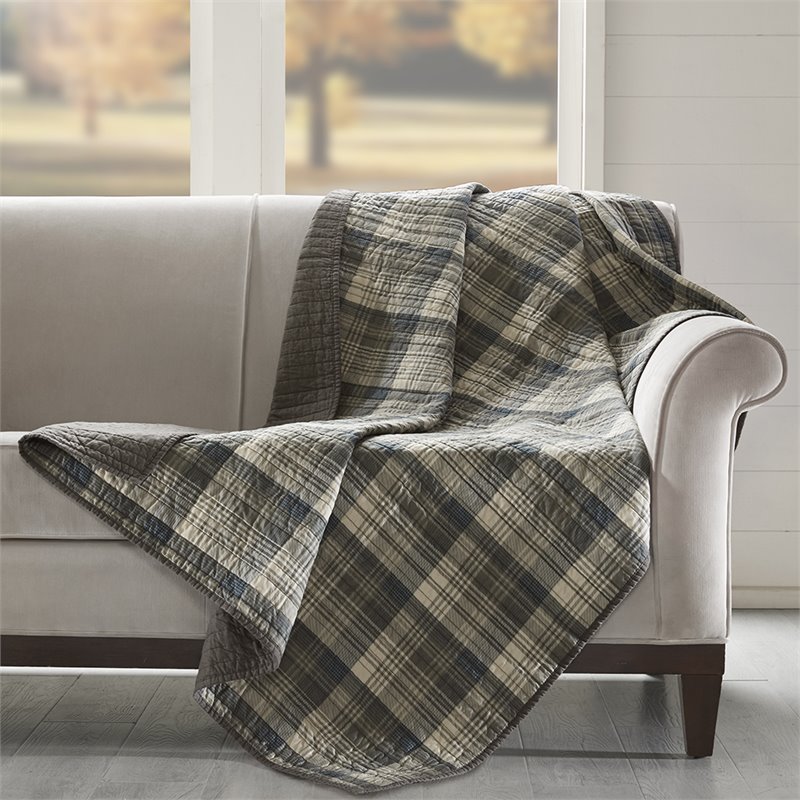 Woolrich Tasha 100 Percent Cotton Thread Count Printed Quilted Throw in Brown