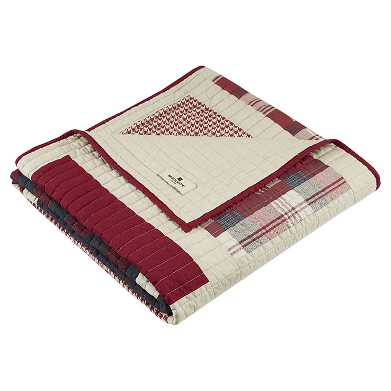 Woolrich Huntington Cotton Thread Count Printed Pieced Quilted Throw in Red