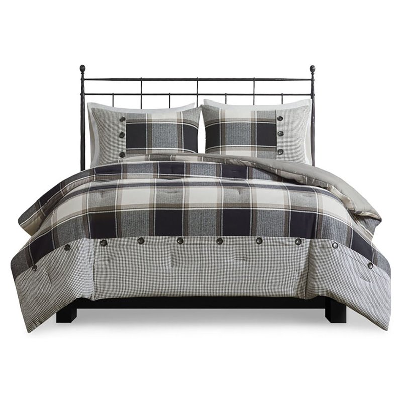 Madison Park Signature Hudson 100 Percent Cotton Comforter Set in Black