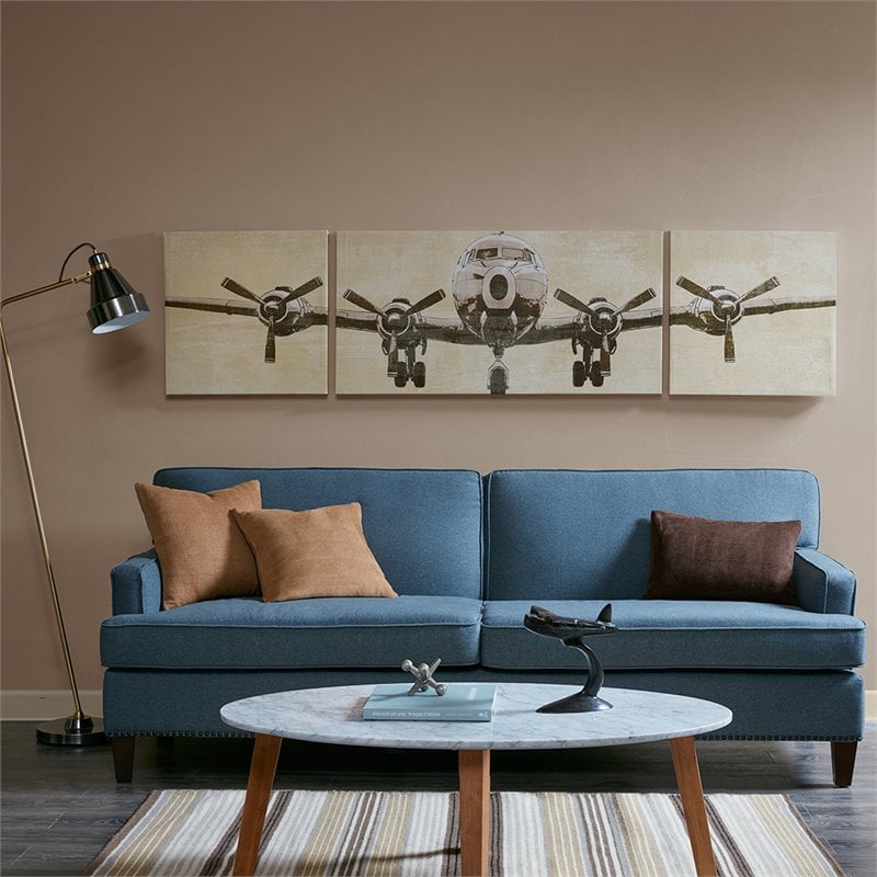 Intelligent Design 3-Piece MDF and Gel Coat Flight Time Canvas in Gray Finish