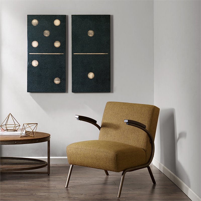 INK+IVY 2-Piece MDF and Gel Coated Printed Dominoes Canvas in Black