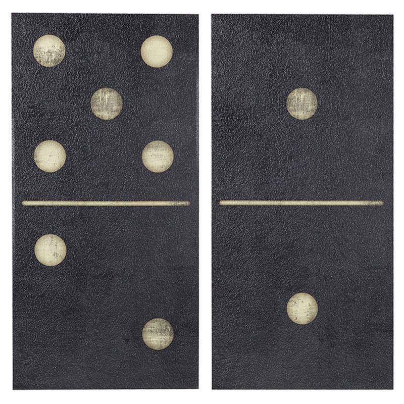 INK+IVY 2-Piece MDF and Gel Coated Printed Dominoes Canvas in Black