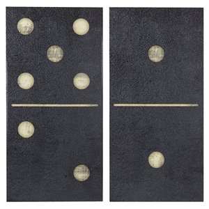 INK+IVY 2-Piece MDF and Gel Coated Printed Dominoes Canvas in Black