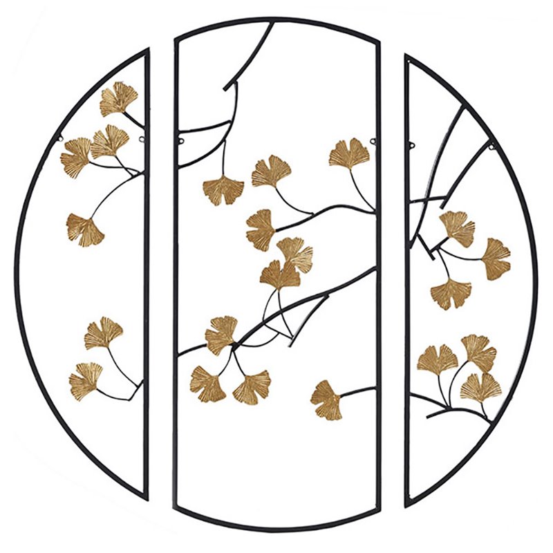 Madison Park Transitional Metal Gingko Leaves Wall Art in Black