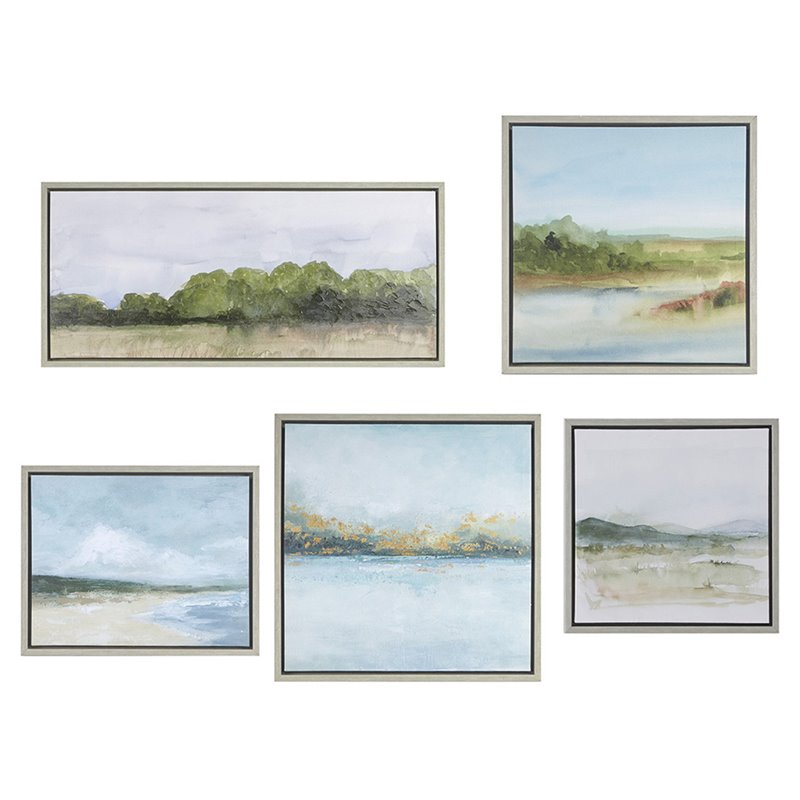 Martha Stewart 5-Piece Vista Framed Embellished Canvas Galley in Multi-Color