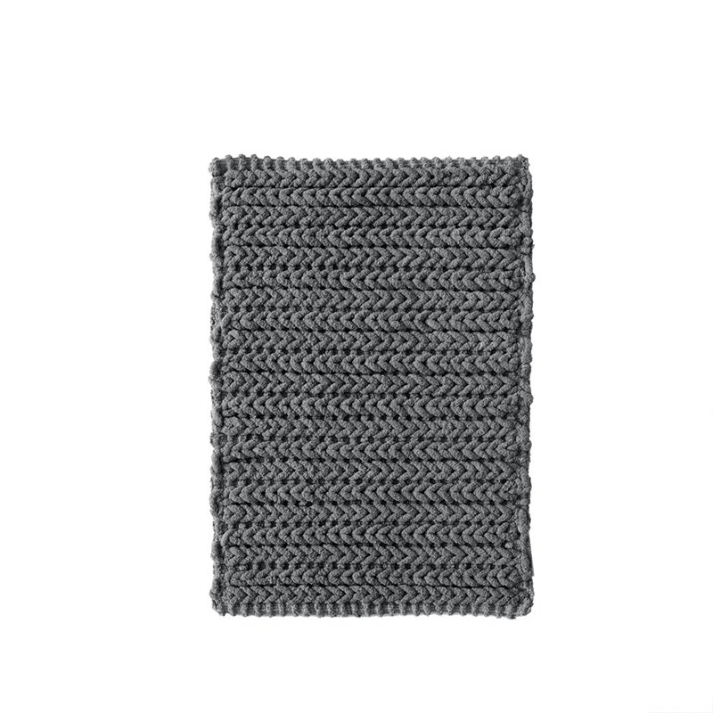 Madison Park Lasso 100 Percent Cotton Chenille Chain Stitch Rug - Charcoal