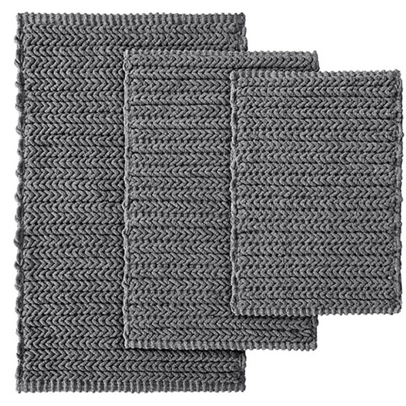 Madison Park Lasso 100 Percent Cotton Chenille Chain Stitch Rug - Charcoal