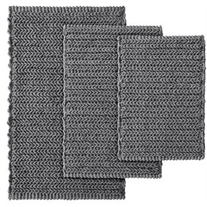 Madison Park Lasso 100 Percent Cotton Chenille Chain Stitch Rug - Charcoal