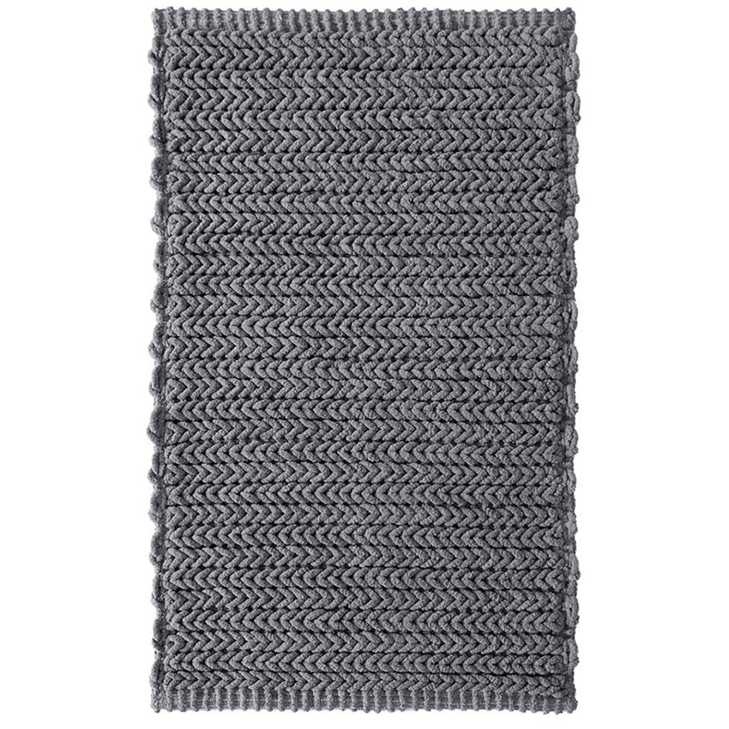Madison Park Lasso 100 Percent Cotton Chenille Chain Stitch Rug in Charcoal