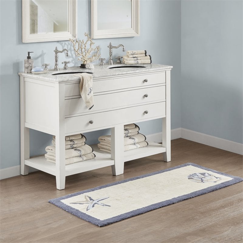 Madison Park Bayside 100 Percent Cotton Tufted Rug in Blue Finish