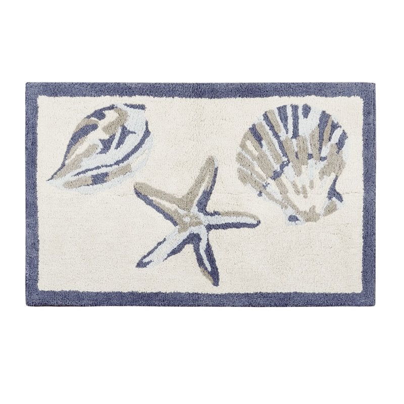 Madison Park Bayside 100 Percent Cotton Tufted Rug in Blue Finish