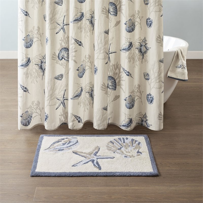 Madison Park Bayside 100 Percent Cotton Tufted Rug in Blue Finish