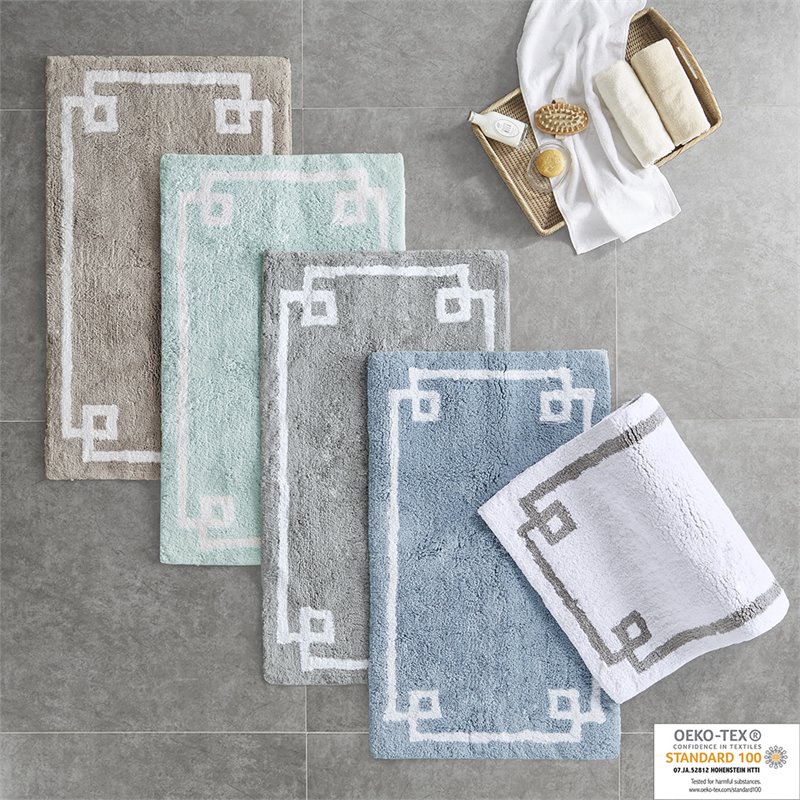 Madison Park Evan 100 Percent Cotton Tufted Bath Rug in Blue Finish